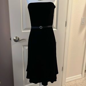 Ann Taylor Black Strapless Velvet Dress Size 2